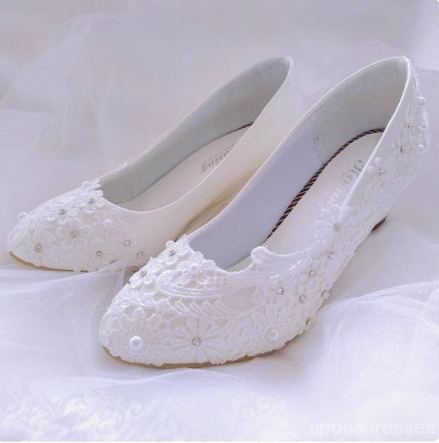 Women's Wedding Shoes Decorative Heel Wedding Heels Bridal Shoes With Beading