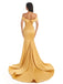 Champagne Gold Off Shoulder Mermaid Sexy Cheap Bridesmaid Dresses, WG568