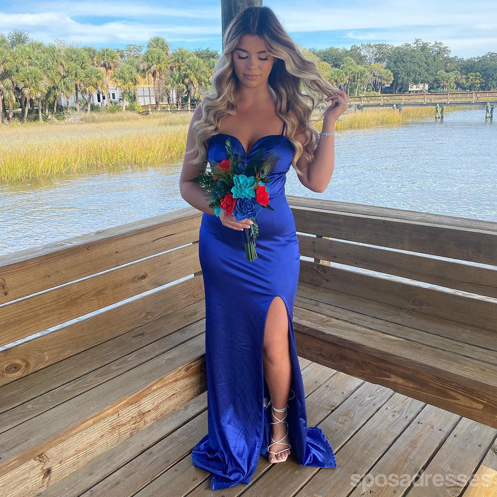 Sexy Royal Blue Mermaid Side Slit Long Party Prom Dresses Ideas,Evening Gowns,13815