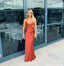 Sexy Rust Sheath Spaghetti Straps Long Party Prom Dresses Ideas,Evening Gowns,13893