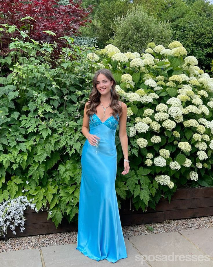 Sexy Blue V-neck Mermaid Long Party Prom Dresses Ideas,Evening Gowns,13832