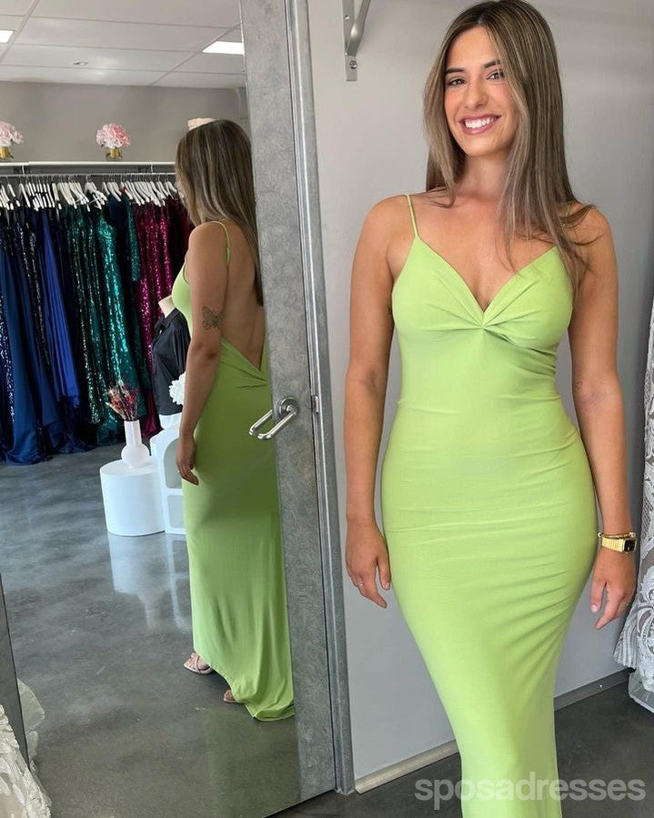 Sexy Green Spaghetti Straps Backless Maxi Long Party Prom Dresses,Evening Dress,13343