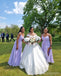 Purple A-line Spaghetti Straps Side Slit Maxi Long Wedding Guest Bridesmaid Dresses,WG1728