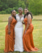 Mismatched Mermaid Burnt Orange Maxi Long Bridesmaid Dresses For Wedding Party,WG1819
