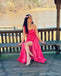 Sexy Hot Pink Mermaid One Shoulder Side Slit Maxi Long Bridesmaid Dresses,WG1774