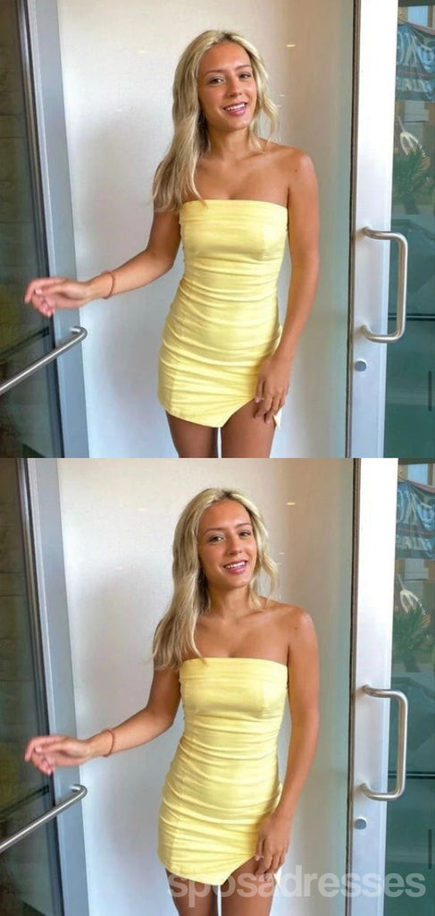 Simple Yellow Sheath Mini Short Prom Homecoming Dresses Tight,Party Dress,CM1007