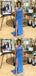 Sexy Blue Mermaid One Shoulder Side Slit Maxi Long Bridesmaid Dresses For Wedding Party,WG1856