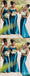 Sexy Blue Mermaid One Shoulder Maxi Long Bridesmaid Dresses For Wedding,WG1777