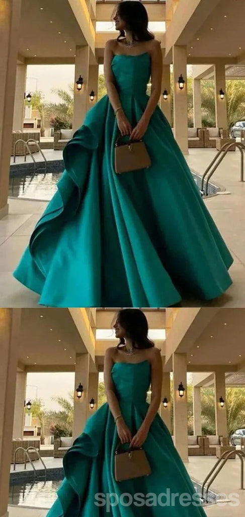 Gorgeous Green A-line Strapless Maxi Long Party Prom Dresses,Evening Dress,13506