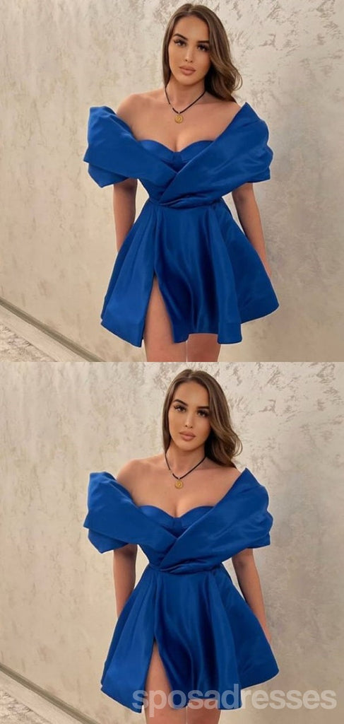 Sexy Blue A-line Off Shoulder Mini Short Prom Homecoming Dresses,CM989