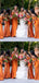Sexy Mermaid Off Shoulder Burnt Orange Maxi Long Bridesmaid Dresses For Wedding Party,WG1813