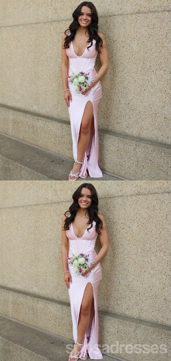 Sexy Pink Mermaid V-neck Maxi Long Party Prom Dresses To Impress,Eveni – SposaDresses