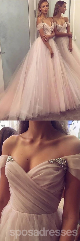 Elegant Pink A-line Off Shoulder Maxi Long Party Prom Dresses,Evening Dress,13436