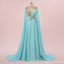 Elegant Blue A-line Long Sleeves Maxi Long Party Prom Dresses,Evening Dress,13529