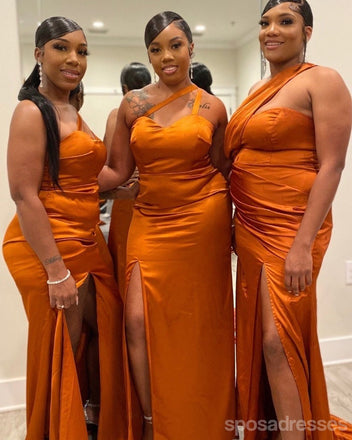 Mismatched Burnt Orange Mermaid Maxi Long Bridesmaid Dresses For Wedding,WG1783