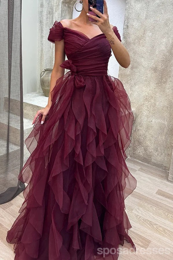 Sexy Burgundy A-line Maxi Long Party Prom Dresses, New Arrival Party Dress,13309