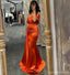 Sexy Burnt Orange Mermaid Off Shoulder Maxi Long Bridesmaid Dresses For Wedding,WG1758