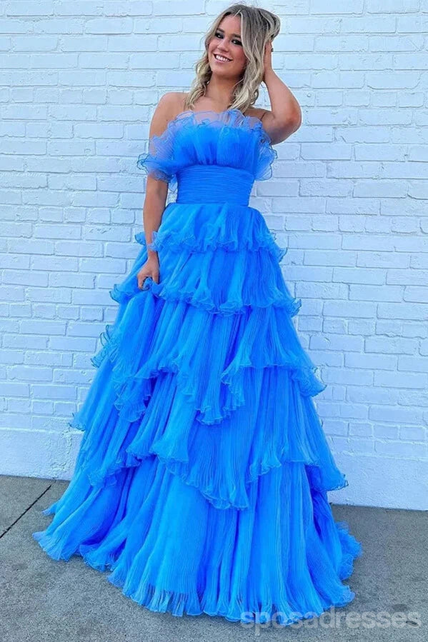 Gorgeous Blue A-line Long Party Prom Dresses Ideas,Evening Gowns,13888