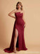 Mismatched Burgundy Side Slit Mermaid Maxi Long Bridesmaid Dresses,Party Dress, WG1885