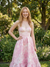 Floral Jacquard Strapless Sweetheart Sheer Corset A Line Prom Dress, 26020