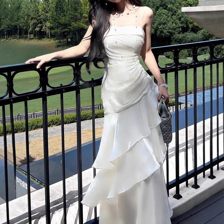 Gorgeous Ivory Spaghetti Straps Maxi Long Party Prom Dresses Ideas,Evening Gowns,13915