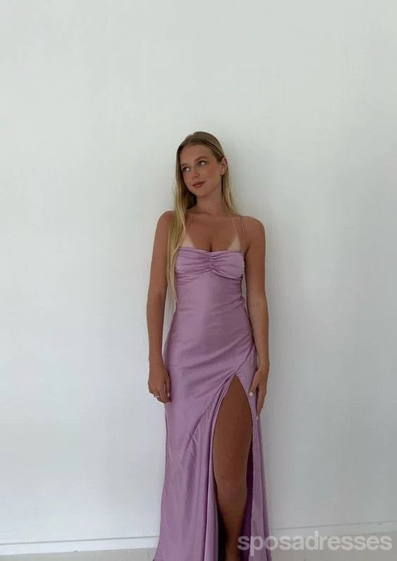 Sexy Purple Mermaid Spaghetti Straps Side Slit Long Party Prom Dresses,Evening Dress,13399