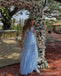 Elegant Blue A-line V-neck Long Party Prom Dresses Ideas,Evening Gowns,13793