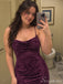 Plum Velvet Cowl Neck High Slit Long Prom Dress PD26043