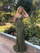 Chocolate Brown Beaded Mermaid Prom Dress with Lace-Up Back PD26046