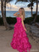 Fuchsia Strapless Tiered Ruffle Ball Gown Prom Dress PD26048