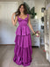 Grape Purple Beaded Corset Tiered Prom Dress PD26053