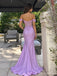 Lilac Off-Shoulder Lace Corset Mermaid Prom Dress with Slit PD26055