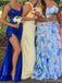Royal Blue Sequin Corset Mermaid Prom Dress with High Slit PD26058