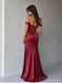 Burgundy Off-Shoulder Corset Prom Dress with High Slit PD26061
