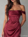 Burgundy Off-Shoulder Corset Prom Dress with High Slit PD26061