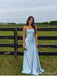 Light Blue Strapless Ruched Prom Dress with Lace-Up Back PD26062
