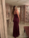 Burgundy Sweetheart Spaghetti Strap Sparkly Lace Long Prom Dress PD26069