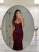 Burgundy Sweetheart Spaghetti Strap Sparkly Lace Long Prom Dress PD26069