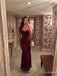 Burgundy Sweetheart Spaghetti Strap Sparkly Lace Long Prom Dress PD26069