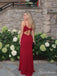 Red V-Neck Spaghetti Strap Twist Cutout Back Long Prom Dress with Slit PD26073