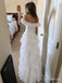 White Off-the-Shoulder Ruffle A-Line Long Prom Dress PD26078