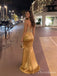 Gold Strapless Embellished Corset Long Prom Dress with Slit PD26081
