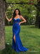 Royal Blue Sparkly Sweetheart Sheer Corset Prom Dress with Slit PD26083
