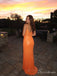 Orange Sparkly Plunging Sweetheart Corset Long Prom Dress with Slit PD26084
