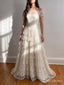 Ivory Off-the-Shoulder Embroidered Lace Tiered A-Line Prom Dress PD26086