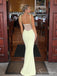 Pale Yellow Bow-Strap Sheer Lace Long Prom Dress PD26095