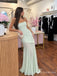Mint Green Strapless Ruched Sheer-Panel Long Prom Dress PD26096
