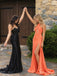 Coral Orange Cross-Halter Cutout Long Prom Dress with Slit PD26098