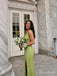 Lime Green Sparkly V-Neck Prom Dress with Slit and Low Back PD26109
