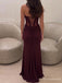 Burgundy Strapless Corset Prom Dress with Slit PD26137